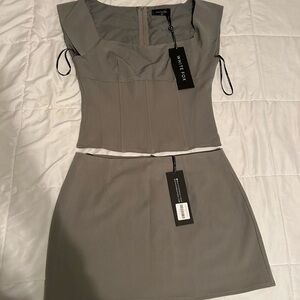 White Fox Boutique Elegant Gray Skirt Set